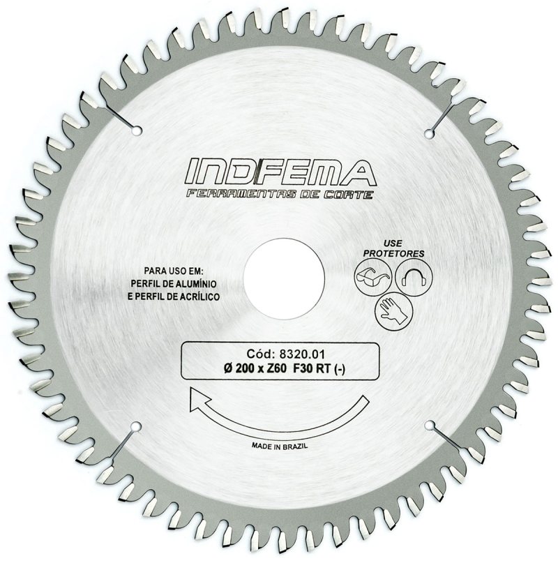 Serra Circular Ø200 x 60 Dentes RT (-) (Alumínio/Acrílico/PVC)
