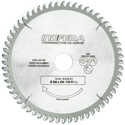 Serra Circular Ø200 x 60 Dentes RT (-) (Alumínio/Acrílico/PVC)